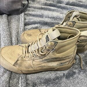 Vans High-Top Canvas Sneakers in Tan